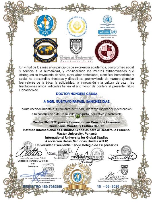 DIPLOMA DOCTOR HONORIS CAUSA