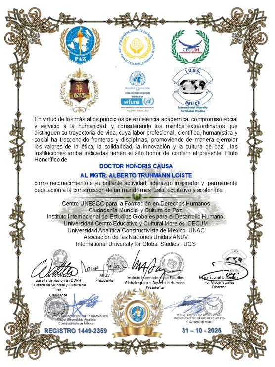 DIPLOMA DOCTOR HONORIS CAUSA